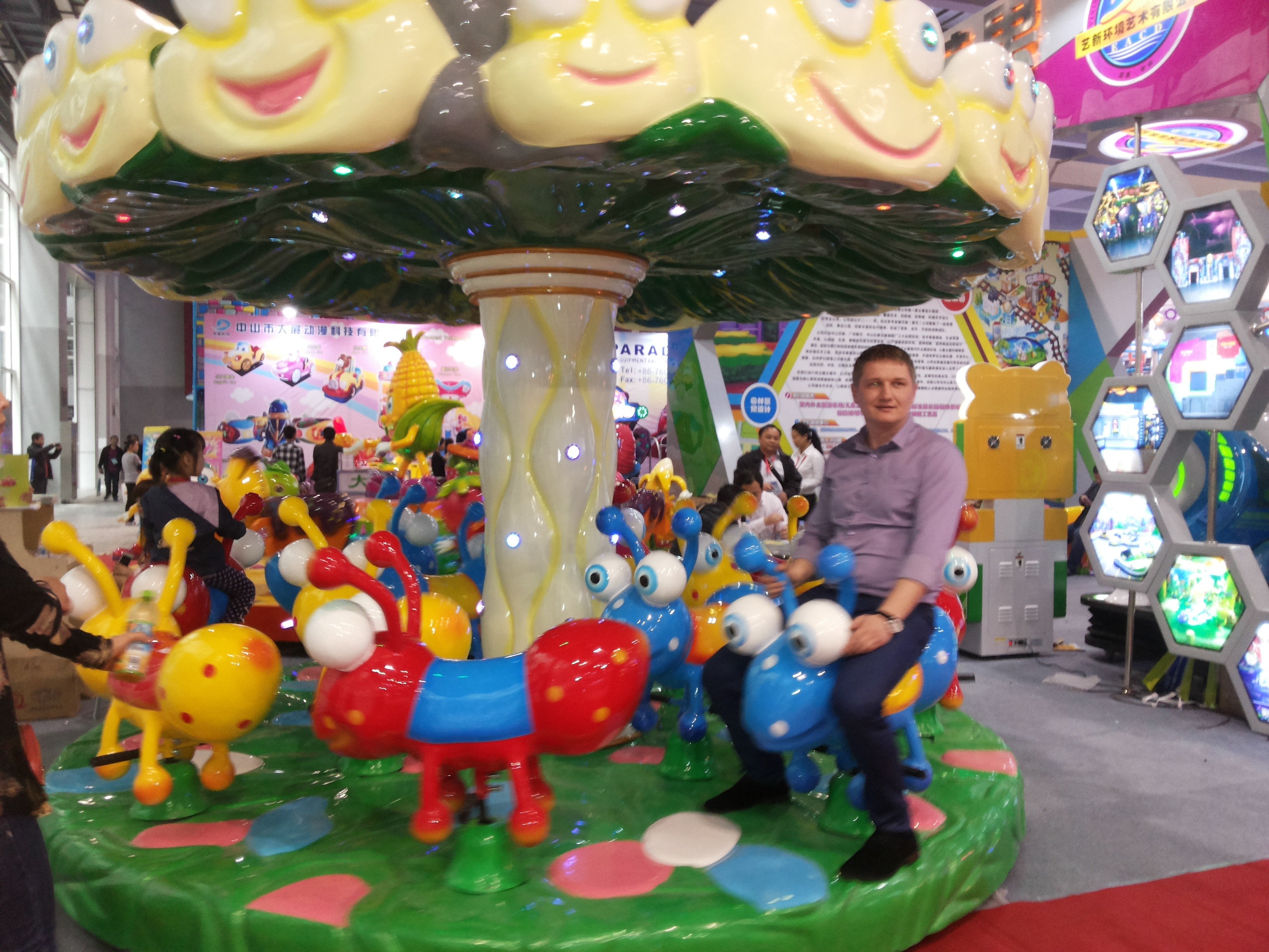 Colorful Carousel Amusement Ride , Single Layer Ant Park Merry Go Round Ride