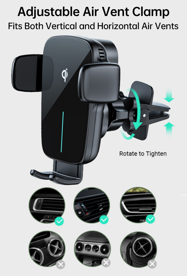 2.5D Glass Wireless Iphone Car Charger With Auto Alignment And Fast Charging