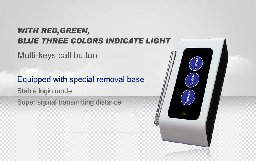 Hot sale wireless small size super signal transmitting distance multi-keys push call button