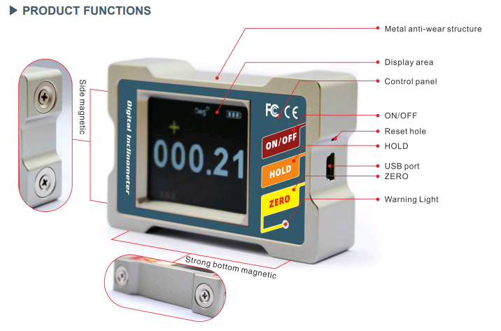 DMI410 Digital Inclinometer with Angle Control and Auto Temp Drift Compensation