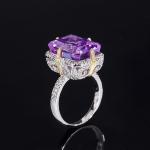 Purple / Aqua Blue / Yellow Gemstone 925 Sterling Silver Zircon Bridal