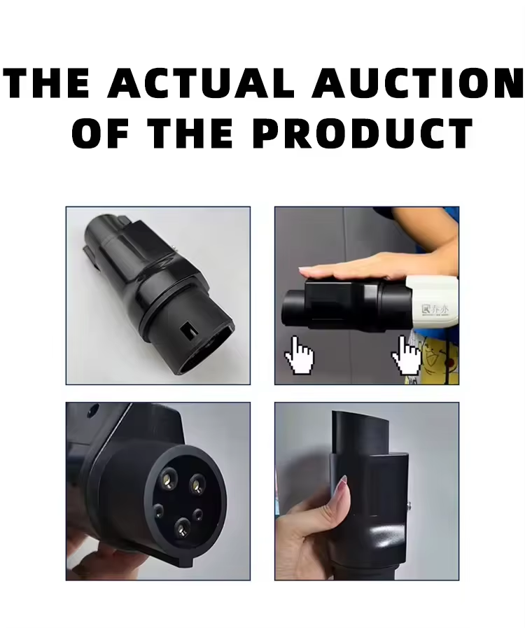 Voltage Max 250V AC 7 Hole Ev Charging Connector Black Ev Charger Adapter 32A GBT To Type1 J1772 Ev Adapter