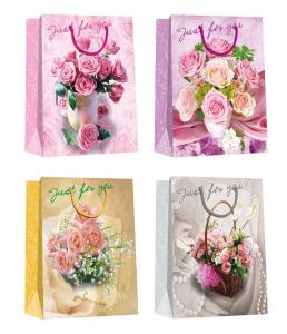 Quality Valentine day flower pattern designs Paper Shopping Bags wholesale