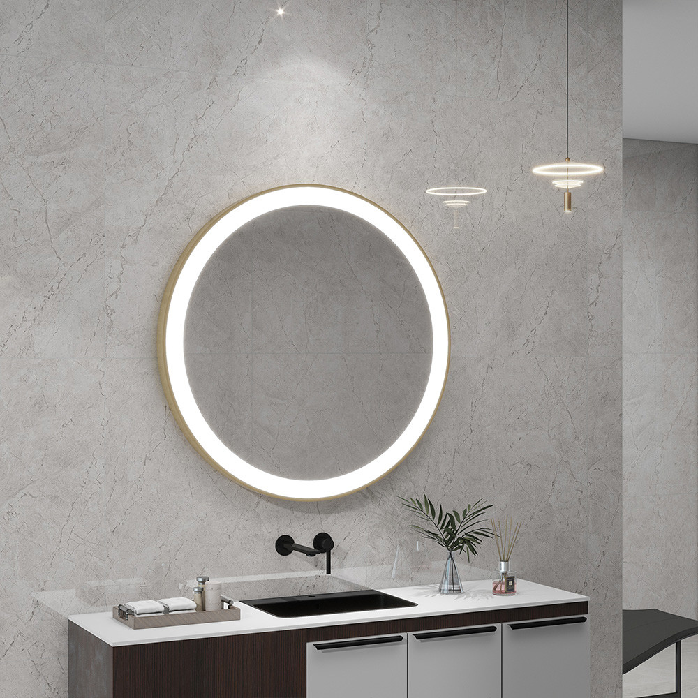Rectangular Single Sided Lighted Bathroom Vanity Mirror Dimmable LED Strip Light