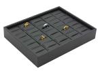 Black Leatherette Stackable Jewelry Trays , 20 Rings Jewelry Trays For Dresser