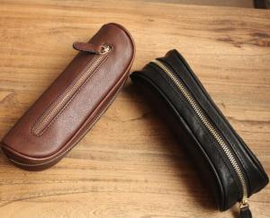 Quality Vintage Genuine Leather Pencil Case , Handmade Artist Pencil Bag High End wholesale