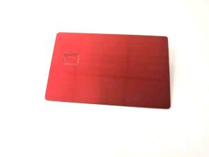 Quality Red 1.2mm Metal Membership Card With Chip Brush Finishing wholesale