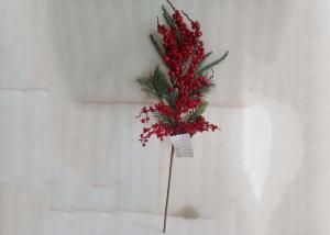 Quality Lifelike 65cm Artificial Fake Red Berries With Green Leaves wholesale