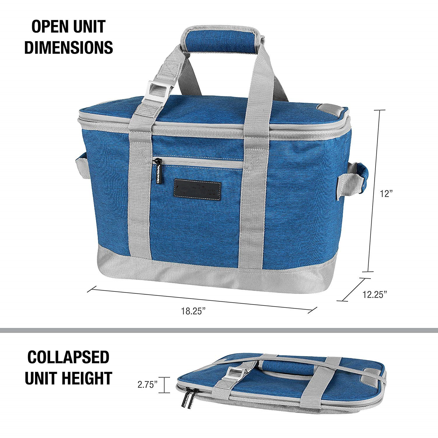 Blue / Charcoal Insulated Freezer Tote Bags , 50 Can Canvas Cooler Tote Bags