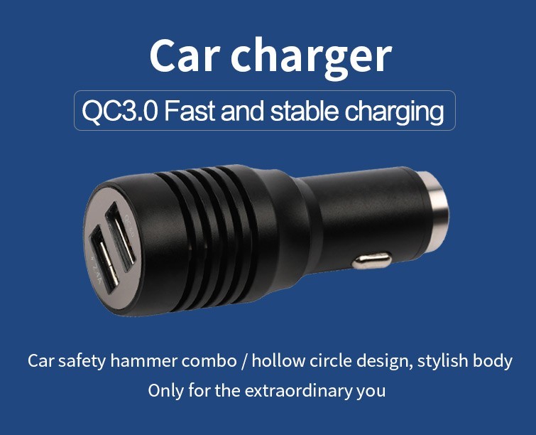 QC3.0 Quick USB Car Charger Strong Compatibility Independent Current Outputs