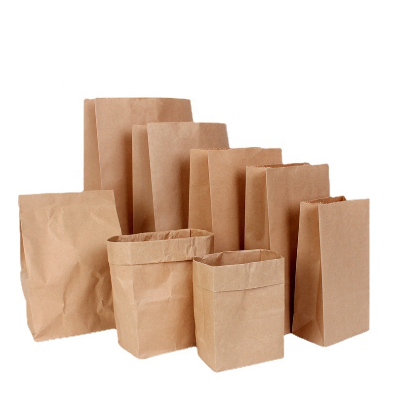 Flower Store Bulk Paper Sacks Brown Kraft Paper Bags With Ribbon Handle