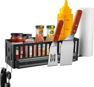 Quality Space Saving BBQ Accessories Storage Metal Outdoor Grill Caddy with Non-folding Rack wholesale