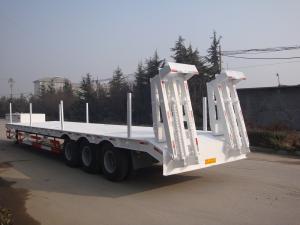 Quality 3 Axle 60 Ton Low Bed Semi Trailer , Heavy Duty Flatbed Trailer With Mechanical Suspension wholesale