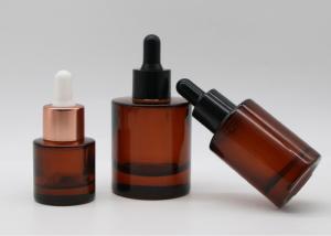 Quality Recyclable 20ml Dropper Bottle , Amber Glass Cosmetic Bottles UV Coating wholesale