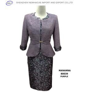 Quality Fashion Ladies Suits Styles MANANNA 80039 Purple/Grey wholesale