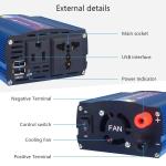 Off Grid Solar 300W Vehicle Power Inverters 12V To 220V Modified Sine Wave Car