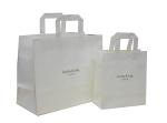 White Paper Carrier Bag With Foil Stamped Embossed Logo 200gsm Recycle Paper