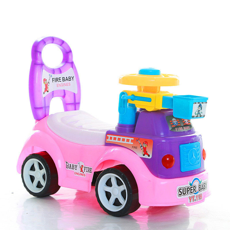 Four Wheel Sit to Stand Toddler Ride On Toy Ages 1-3 Kids Walking Aid Vehicle Learning Walker Children's Scooter Twisted Fire Truck Sliding