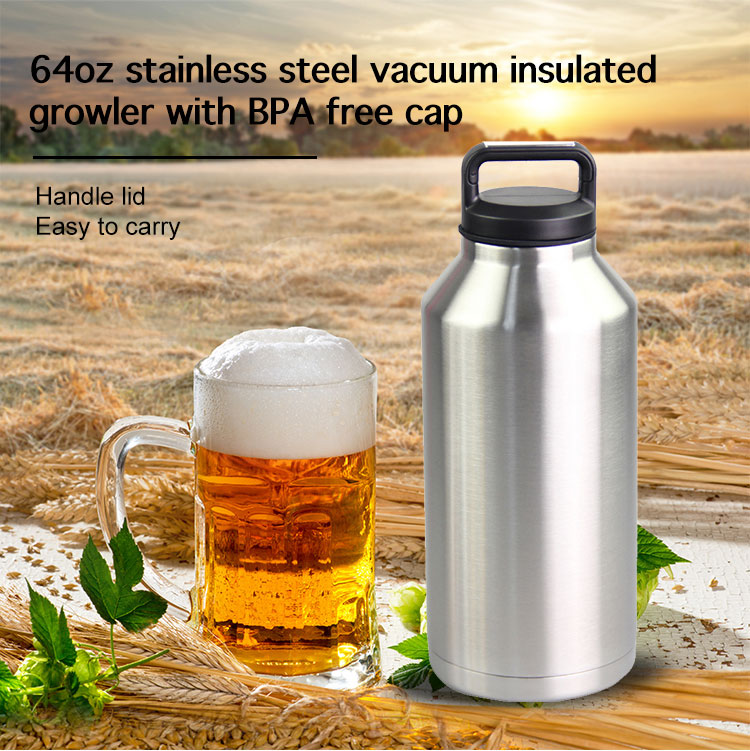 BPA Free 64oz Double Wall Stainless Steel Water Bottle