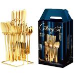 SGS 24 Pieces Golden Silverware Set