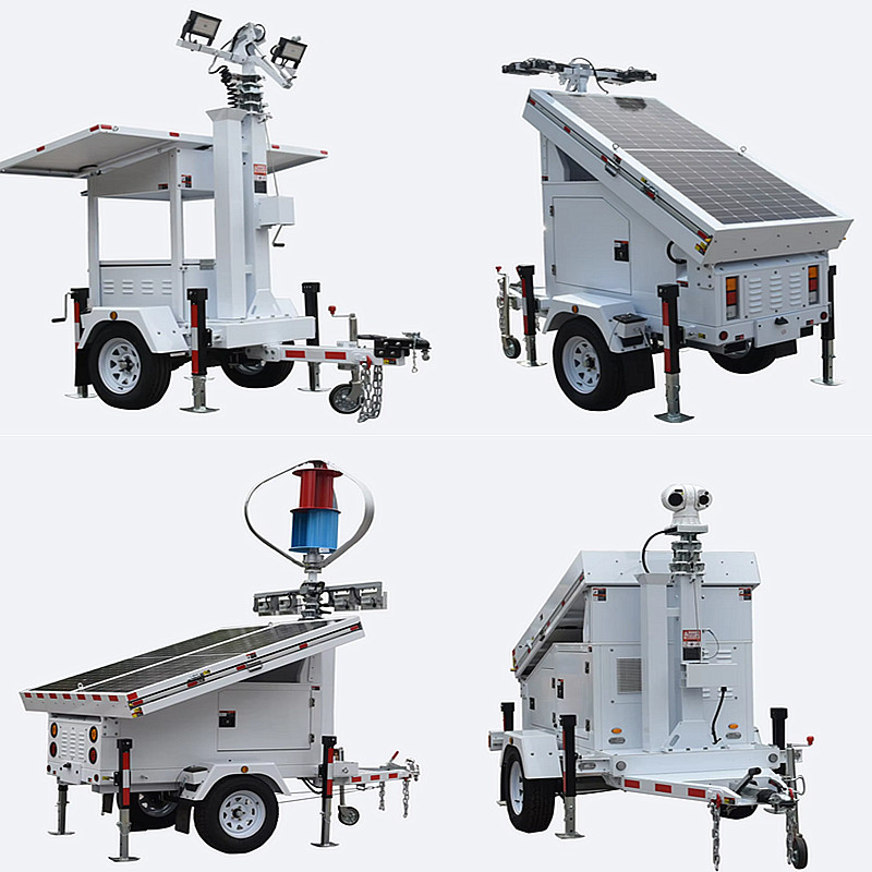 Portable Led Light Towers 60A MPPT Solar Mobile Tower Light Trailer Mounted