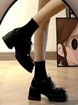 Fashion Black Flat Loafer Shoes With Heels Height 4CM