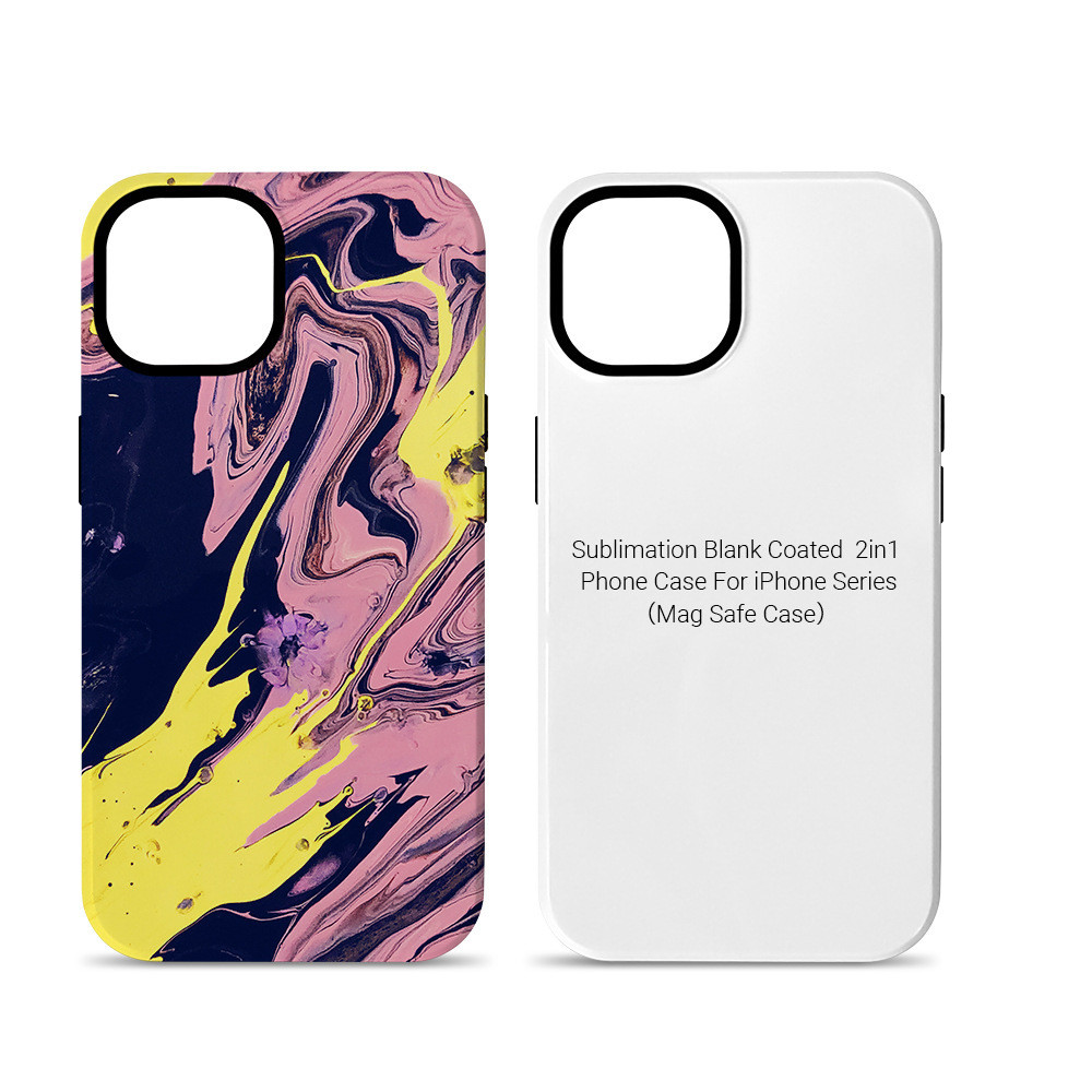3D Sublimation Tough Double Layer 2 in 1 Phone Case With Magsafe For IPhone 16 15 14 13 12 Pro Max