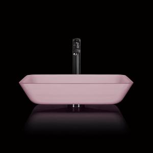 Quality Pink Bathroom Countertop Basins Rectangular Tempered Glass Acid Matt wholesale