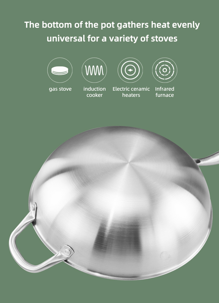 High Quality Cooks Standard Silver Fry Pan Stainless Steel Multi-Ply Clad Wok with High Dome lid