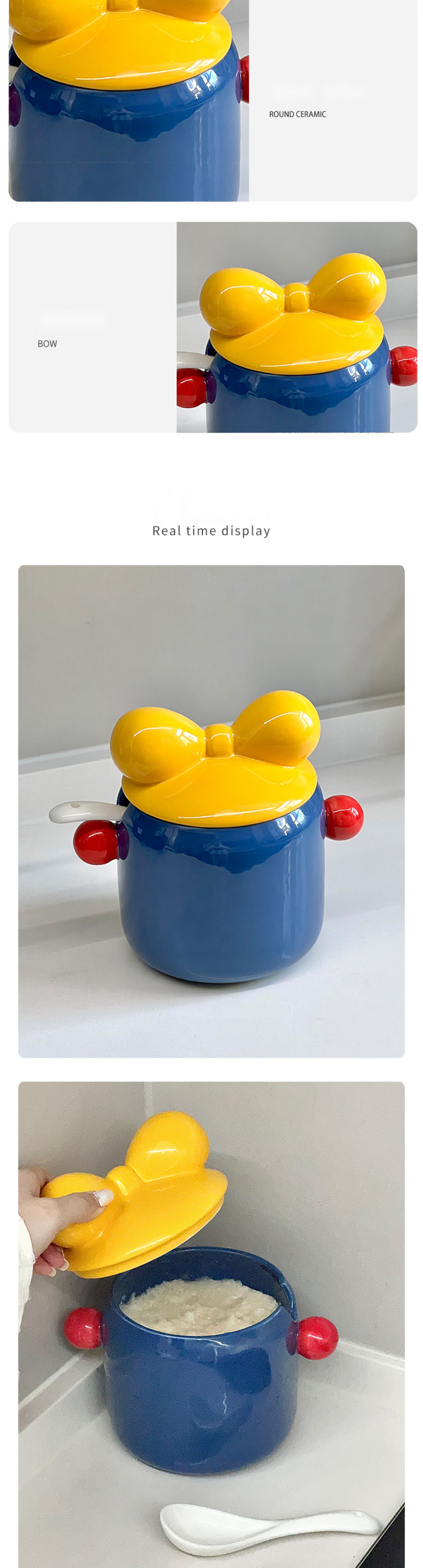 Functional Ceramic Piggy Bank for Kitchen Storage and Printed Spice Condiments Holder