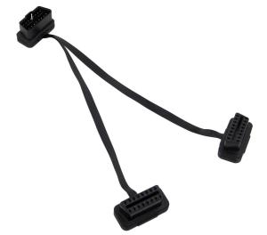 Quality OBD2 OBDII 16 Pin J1962 Right Angle Male to Dual Female Flat Y Cable wholesale