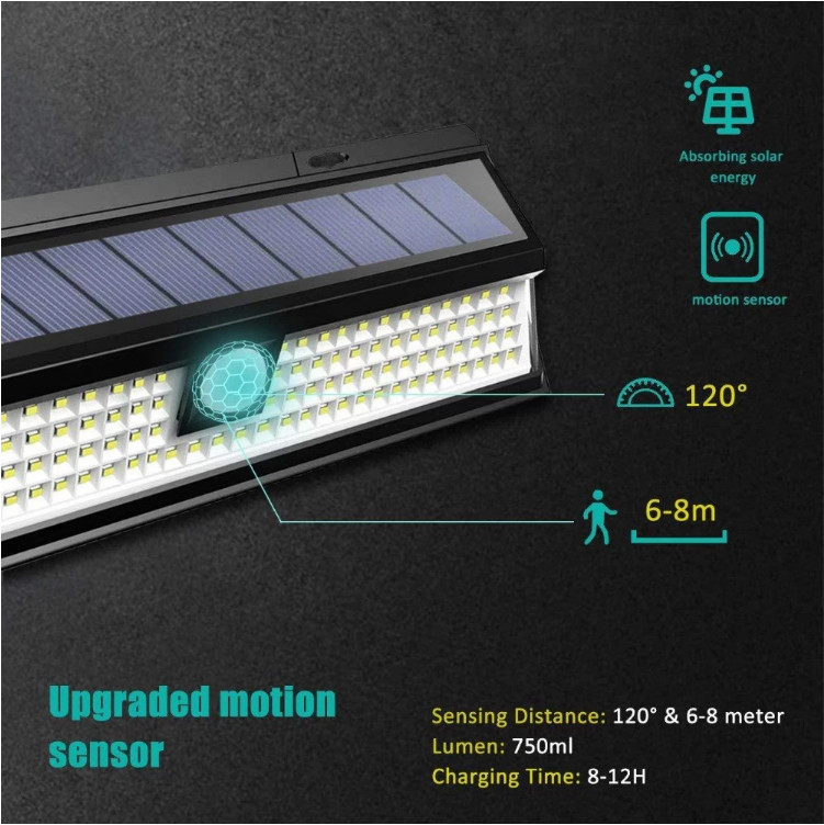Bright LED Solar Rechargeable Light Outdoor Motion Sensor Light 8-10 Hours Charge Time