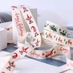 16mm*100y Merry Christmas Printed Cotton Ribbon Customized Cotton Ribbon