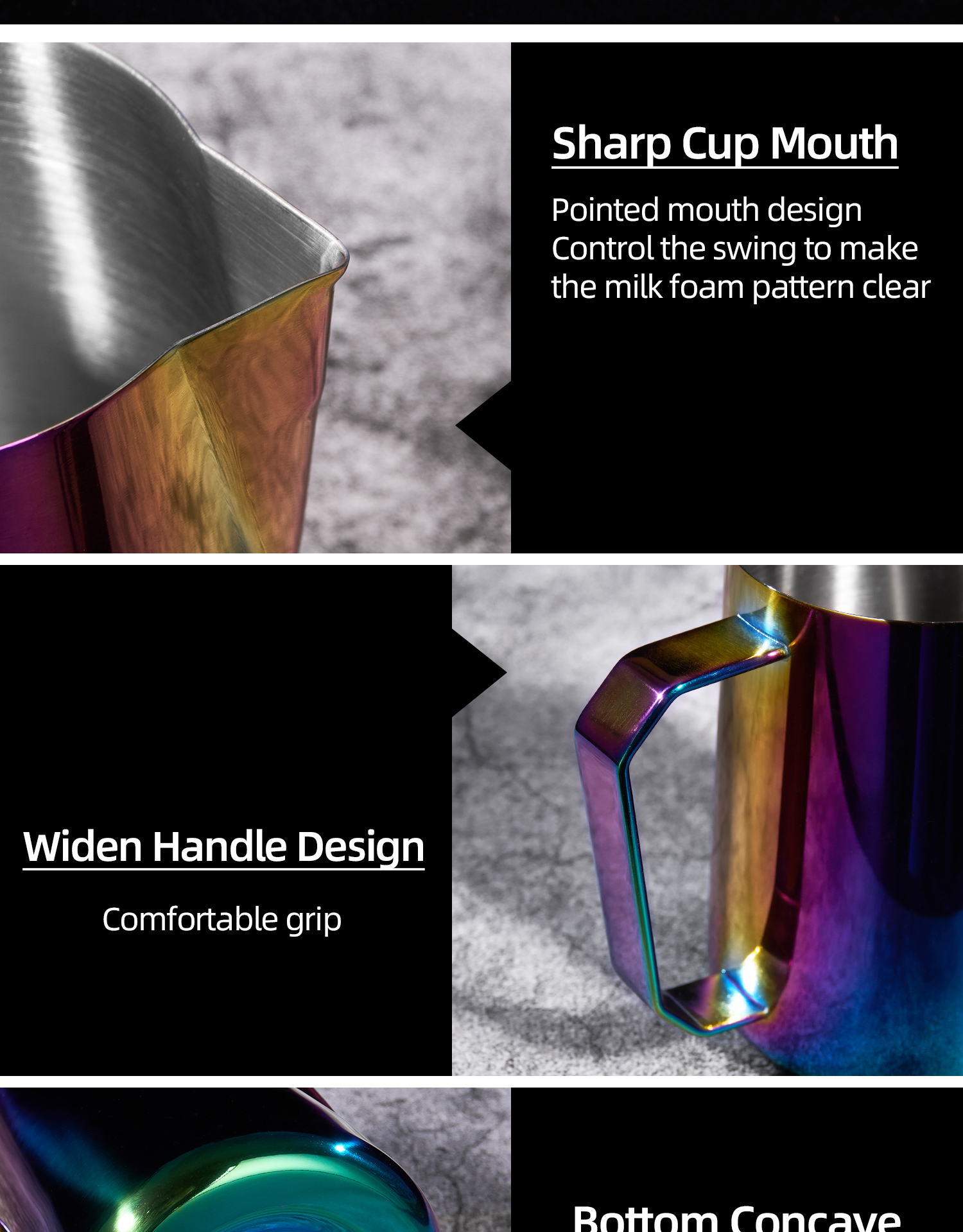 Coffee Tea Tools Stainless Steel 304 350ml 600ml 12oz Frothing Pitcher with Spout