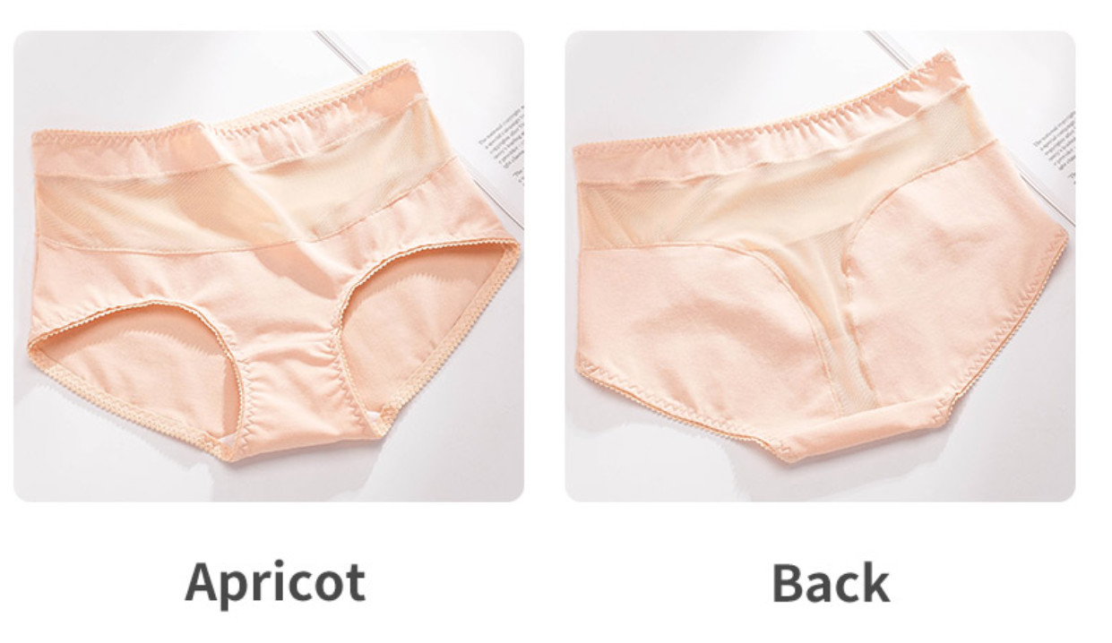 Womens High Waisted Underwear Plus Size Thongs Seamless Sexy Hollow Out Transparent Cotton Crotch