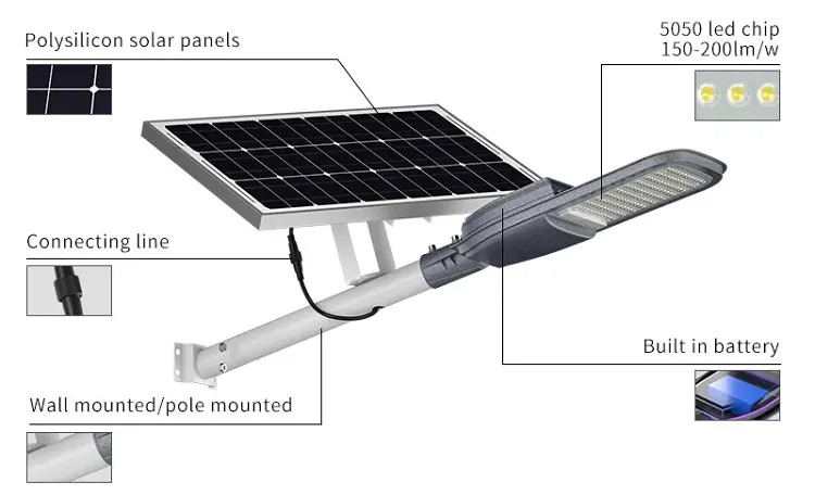 Aluminum Solar Panel Outdoor Light 500W 800W Ip65 LED Street Lights