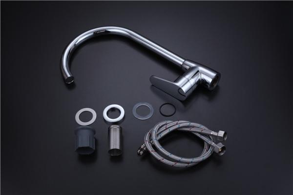 Contemporary Kitchen Sink Faucets , Cold Hot Single Handle Stainless Steel