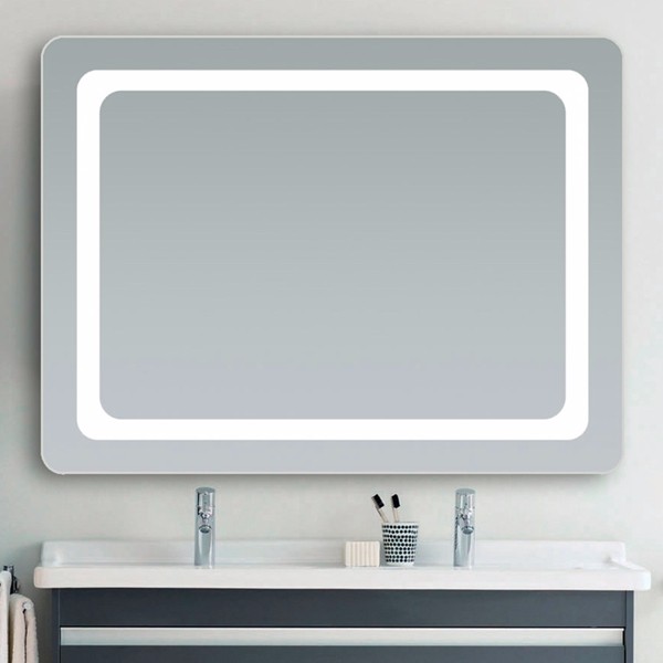Wall or Standing Installation LED Backlit Glass Bathroom Mirror with Illumination