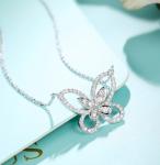 0.45ct 18K Gold Diamond Necklace 3.8g White Gold Diamond Butterfly Necklace