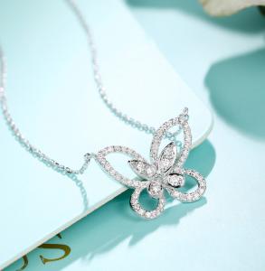 Quality 0.45ct 18K Gold Diamond Necklace 3.8g White Gold Diamond Butterfly Necklace wholesale