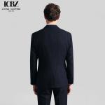 Anti-wrinkle Men's Business Suit in Classic Black and White Stripes with Notch