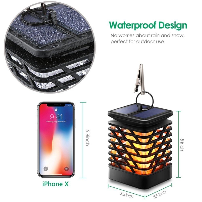 Christmas Decorative Party Solar Powered Outdoor Hanging Garden Solar Lantern Led Solar Flame Lights For Garden Landscap 2