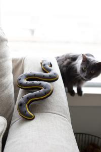 Quality Embroidered Catnip Interactive Pet Toys 36 inches Gold Celestial Space Snake Kicker wholesale