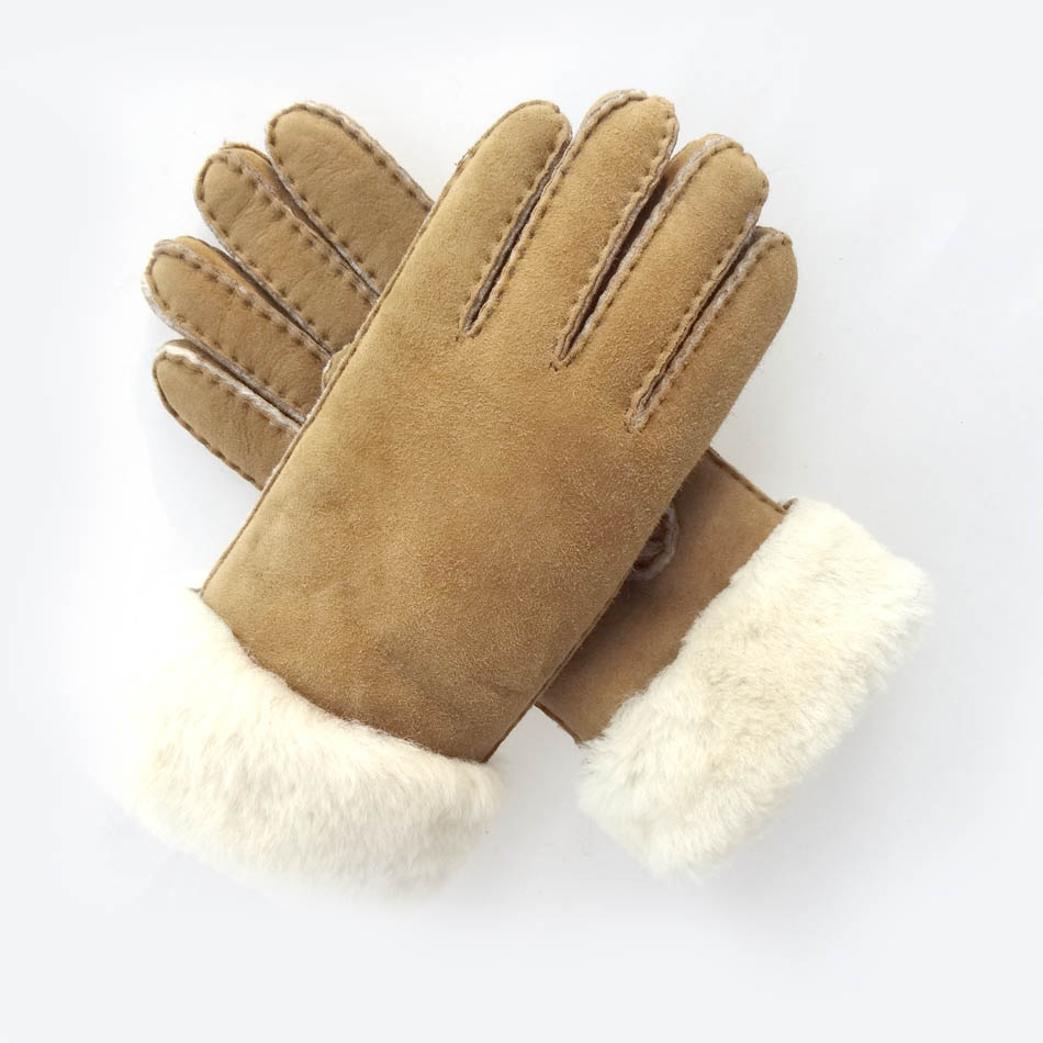 Fashion Ladies Sheepskin Gloves , Ladies Real Leather Gloves Plain Style