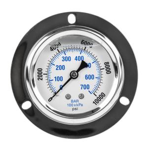 Quality 50mm Industrial Liquid Filled Oil Pressure Gauge Dual Scale 0 - 70 Psi wholesale