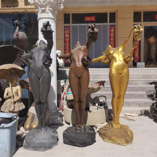 Bronze Statue Greek Grape Goddess Metal Naked Girl Garden Sculpture Life Size