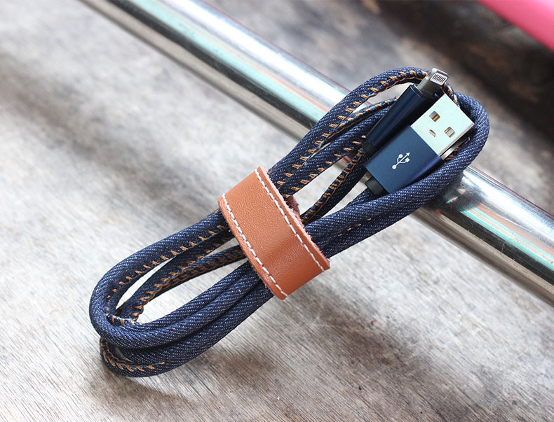 Blue Jean Braided Apple Lightning Cable 3.3ft Fast Transfer For IPhone X 8 7 6S