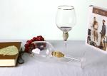 Hand Blown 20Oz Lead Free Crystal Wine Glasses Gold Rim Diamond Decoration