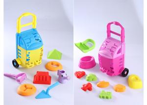 Quality 11 &quot; Portable Trolley Cart Beach Sand Toys Set W / Big Storage Bucket 7 Pcs wholesale