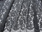 Grey Elastic Cord Lace Material / Floral Viscose Nylon Cotton Fabric CY-DK0011